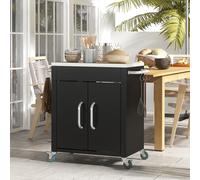 HOMCOM Chariot de cuisine chariot de service Armoire de cuisine acier inoxydable Noir