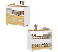 HOMCOM Chariot de cuisine Chariot de service avec plan de travail, tiroirs, chariot avec armoire de cuisine avec porte Soft-Close, poignée, îlot de cuisine avec compartiment ouvert pour bureau,
