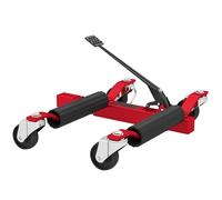 HOMCOM Chariot de manutention de Voiture capacité 680 kg, Chariot de déplacement hydraulique Largeur de Pneu 30,5 cm, Roues rotatives à 360 °, pour Voitures, SUV, ATV, 63 x 57-72 x 33 cm, Rouge