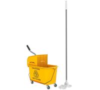 HOMCOM Chariot de ménage Chariot de Lavage Professionnel essoreuse latérale Seau 20 L, poignée et serpillère, 45 x 26,5 x 70 cm, Jaune
