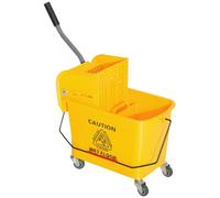 HomCom Chariot de nettoyage avec seau 20 L, essoreur et séparateur eau sale/propre, jaune 60x27x71