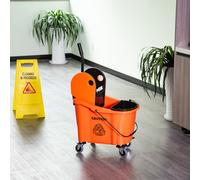 HOMCOM chariot de nettoyage 36 litres, seau à vadrouille avec presse, Orange, 54 x 41 x 91,5 cm