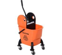 HOMCOM Chariot de nettoyage Chariot de nettoyage avec essoreuse Seau de nettoyage Seau roulant Chariot de nettoyage, crochet pour serpillière Chariot de ménage avec 4 roulettes Orange