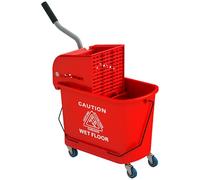 HOMCOM Chariot de Nettoyage Lavage Seau de ménage 20 L avec essoreur et séparateur Eau Sale Propre Rouge 60L x 27l x 70,5H cm