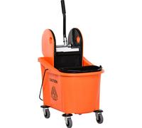 HOMCOM Chariot de nettoyage Seau roulant Seau de nettoyage Chariot de nettoyage avec dispositif d'essorage 36 litres, noir+orange, 54 x 41 x 91,5 cm