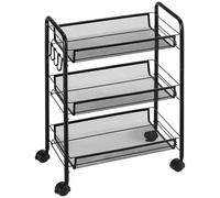 HOMCOM Chariot à 3 niveaux – cuisine & salle de bain, paniers à roulettes – 45 x 26,5 x 63 cm – Noir