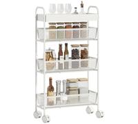 HOMCOM Chariot de Rangement à 4 Niveaux à roulettes 19 x 43,2 x 80 cm Blanc