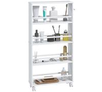 HOMCOM Chariot de Rangement à 4 Niveaux à roulettes 45 x 15 x 91 cm Blanc
