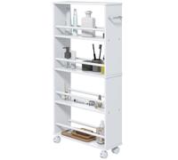 HOMCOM Chariot de rangement à 4 niveaux, desserte à roulettes avec poignées, desserte étroite, 45 x 15 x 91 cm, blanc