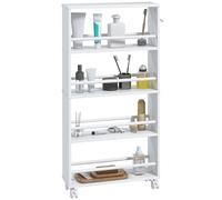 HOMCOM Chariot de Rangement à 4 Niveaux, desserte à roulettes avec poignées, desserte étroite pour Cuisine, Salon, Salle de Bain, buanderie, Blanc