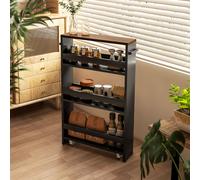 HOMCOM Chariot de rangement sur roulettes 3 niveaux de rangement et poignée, dim. 51,5l x 13P x 80H cm