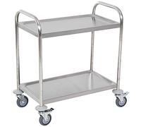 HOMCOM Chariot de Service desserte de Cuisine à roulettes 2 étagères 80L x 45l x 82H cm Acier INOX. chromé