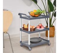 HOMCOM Chariot de Service Desserte de Cuisine à Roulettes 3 Étagères Dim. 88L x 44l x 93H cm Alu. Polypropylène Gris aosom france