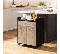 HOMCOM Chariot de service desserte de cuisine à roulettes tiroir placard 2 portes étagère en bois gris effet bois, noir