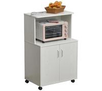 HomCom Chariot desserte micro-ondes placard 2 portes 60,4×40,3×97 cm Blanc