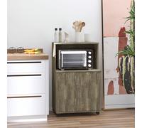 HOMCOM Chariot desserte micro-ondes placard 2 portes - dim. 60,4L x 40,3l x 97H cm - imitation bois Caractéristiques : - Design contemporain pour apporter une touche élégante à la décoration de la mai