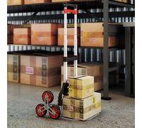 HOMCOM Chariot monte-escaliers pliable, système à 6 roues, supporte 70 kg, Aluminium, Rouge