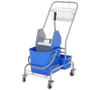 HOMCOM Chariot Nettoyage 25L avec essoreuse 4 Roues Bleu