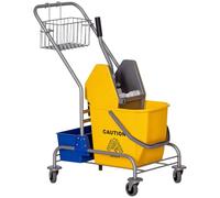 HOMCOM Chariot Nettoyage 25L avec essoreuse 4 Roues Jaune