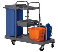 HOMCOM Chariot Nettoyage 3 Niveaux avec Presse 2x18L Gris