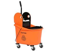 HOMCOM Chariot Nettoyage 36L avec essoreuse à Pression et Roues Orange | Support pour manche de serpillère