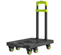 HOMCOM Chariot pliable en métal avec roues et poignée réglable 49 x 35 x 102 cm Vert