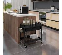 HOMCOM Chariot Polyvalent avec 1 Tiroir, 1 Étagère, 4 Roulettes, Chariot de Cuisine, Noir