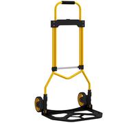 HOMCOM Chariot porte-paquets avec poignée télescopique, capacité 60 kg, châssis en acier, jaune
