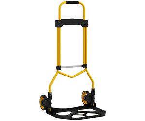 HOMCOM Chariot porte-paquets avec poignée télescopique, capacité 60 kg, châssis en acier, jaune