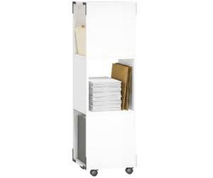 HOMCOM Chariot Roulant avec 3 étagères Ouvertes 33.5x33.5x111 cm Blanc | Conteneur de bureau, étagère d'imprimante sur roues, classeur avec 2 freins, pour bureau à domicile