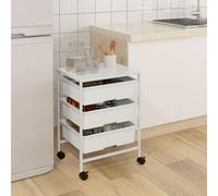 HOMCOM Chariot roulant, chariot de rangement roulant à 3 étages, chariot de service avec plateau et 3 paniers, cadre en acier, pour cuisine, chambre, salon, bureau - Décoration extérieure noire Descri