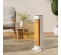 HOMCOM Chauffage d'appoint céramique PTC, radiateur électrique 2000 W avec thermostat réglable, minuterie, 21x19,7x61cm, blanc