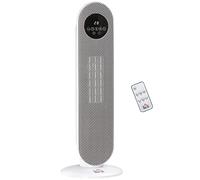 HOMCOM Chauffage d'appoint Radiateur soufflant Radiateur céramique oscillant 15-40°C avec Télécommande 1300/2000W, 21 x 21 x 63,5 cm
