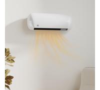 HOMCOM Chauffage mural en céramique 1000/2000W, radiateur électrique, ventilateur, thermostat, minuterie, 50x19x14cm, blanc