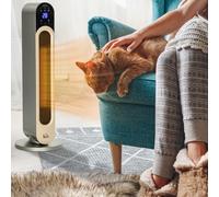 HOMCOM Chauffage soufflant oscillant 1100/2200 W - mini radiateur céramique PTC - télécommande incluse - chauffage d'appoint noir