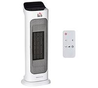 HOMCOM Chauffage soufflant oscillant minuterie 2000 W - radiateur céramique PTC - 3 niveaux de puissance - chauffage d'appoint avec télécommande blanc noir