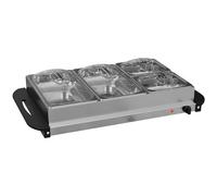 HOMCOM Chauffe-plats Électrique 300 W 2 x 2,4 L Plaque Chauffante Argent