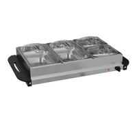HOMCOM Chauffe-plats Électrique 300 W 2 x 2,4 L Plaque Chauffante Argent