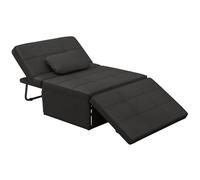 HOMCOM Chauffeuse 1 Place 4 en 1 Fauteuil lit Convertible Pouf Dossier inclinable 5 Niveaux Repose-Pied Rabattable, Charge 200 Kg, châssis métal et Tissu Lin Noir
