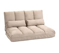 HOMCOM Chauffeuse 2 Places Canapé-Lit Convertible 2 Coussins Beige