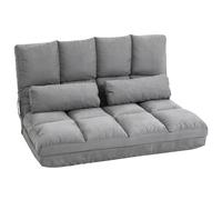 HomCom Chauffeuse matelas convertible - dossier réglable 14 positions, 2 coussins, polyester gris