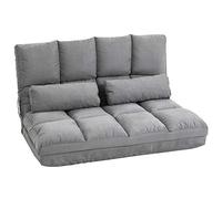 HOMCOM Chauffeuse 2 Places canapé-lit Convertible Fauteuil de Sol Pliable Dossier réglable 2 Coussins Inclus en Polyester Aspect suédé, pour Salon, Chambre et Bureau, Gris