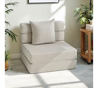 HOMCOM Chauffeuse canapé-lit convertible fauteuil 1 place avec 1 coussin déhoussable, tissu beige