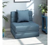 HOMCOM Chauffeuse canapé-lit convertible fauteuil 1 place avec 1 coussin déhoussable, tissu bleu foncé