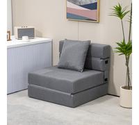 HOMCOM Chauffeuse canapé-lit convertible fauteuil 1 place avec 1 coussin déhoussable, tissu gris