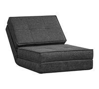 HOMCOM Chauffeuse Fauteuil Convertible Matelas d'Appoint Pliant Gris