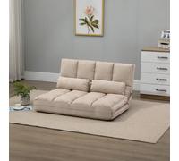 HOMCOM Chauffeuse - Matelas d'appoint Pliant - Fauteuil Convertible - Inclinaison Dossier réglable 14 Positions - 2 Coussins Inclus - Polyester Aspect suédé Beige Long Descriptions: Cette splendide ch
