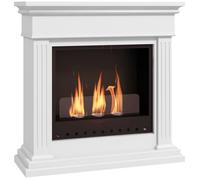 HOMCOM Cheminée à l'éthanol bioéthanol 3 brûleurs 0,4L - autonomie environ 2h - blanc