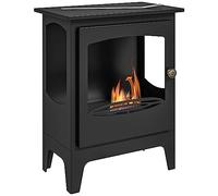 HOMCOM Cheminée à l'éthanol bioéthanol sur Pieds Style Contemporain avec réservoir 1,2L, Environ 3h de durée de Combustion Couverture 20 à 25 m² 39 x 26 x 54 cm Noir