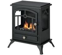 HOMCOM Cheminée au bioéthanol, brûleur 1,2 L, durée de Combustion env. 3 Heures, contrôle de Flamme et Crochet Inclus, 45 x 28 x 54 cm, Acier Noir